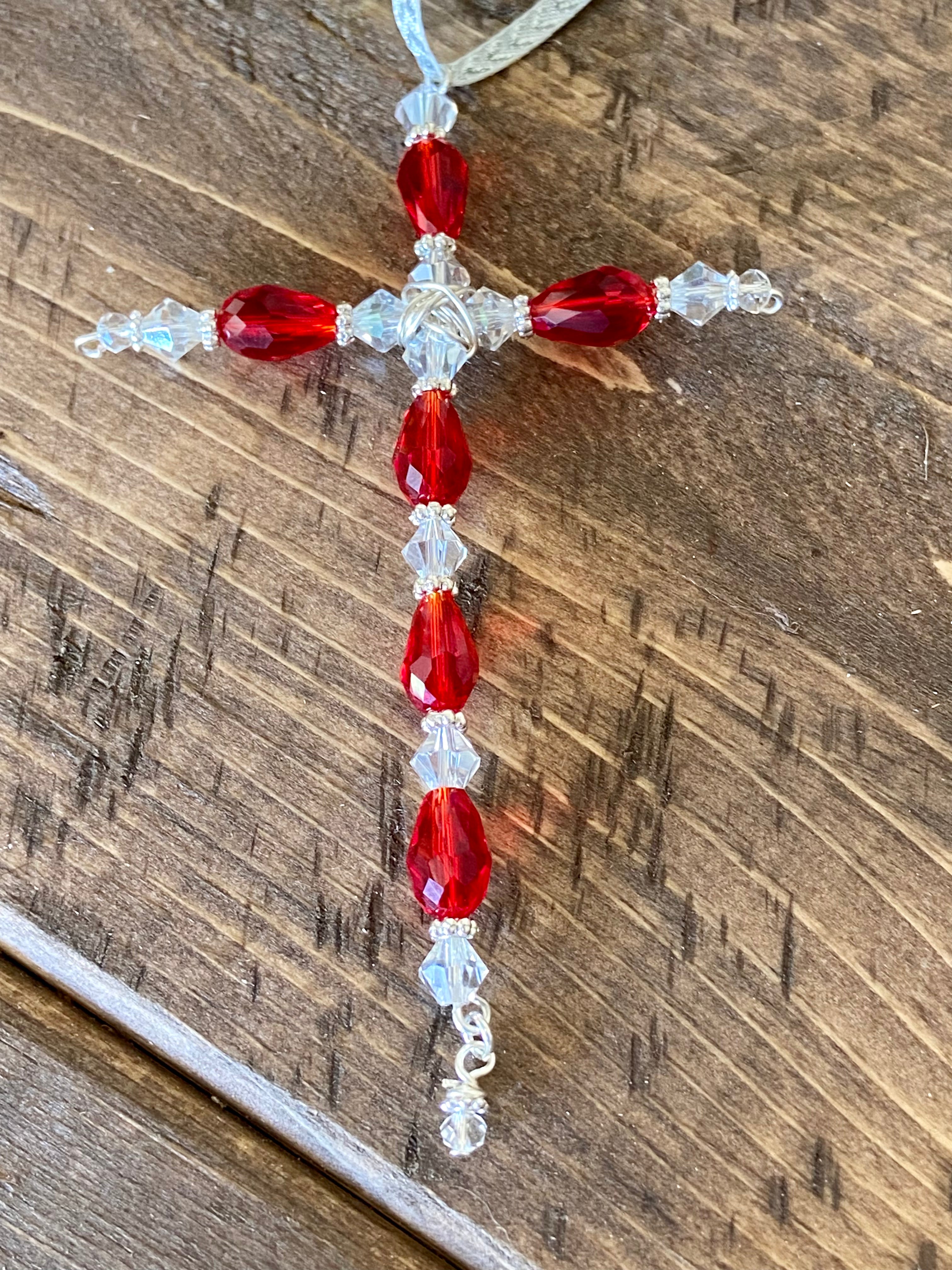 Glass Beaded Crosses on Delicate Wire