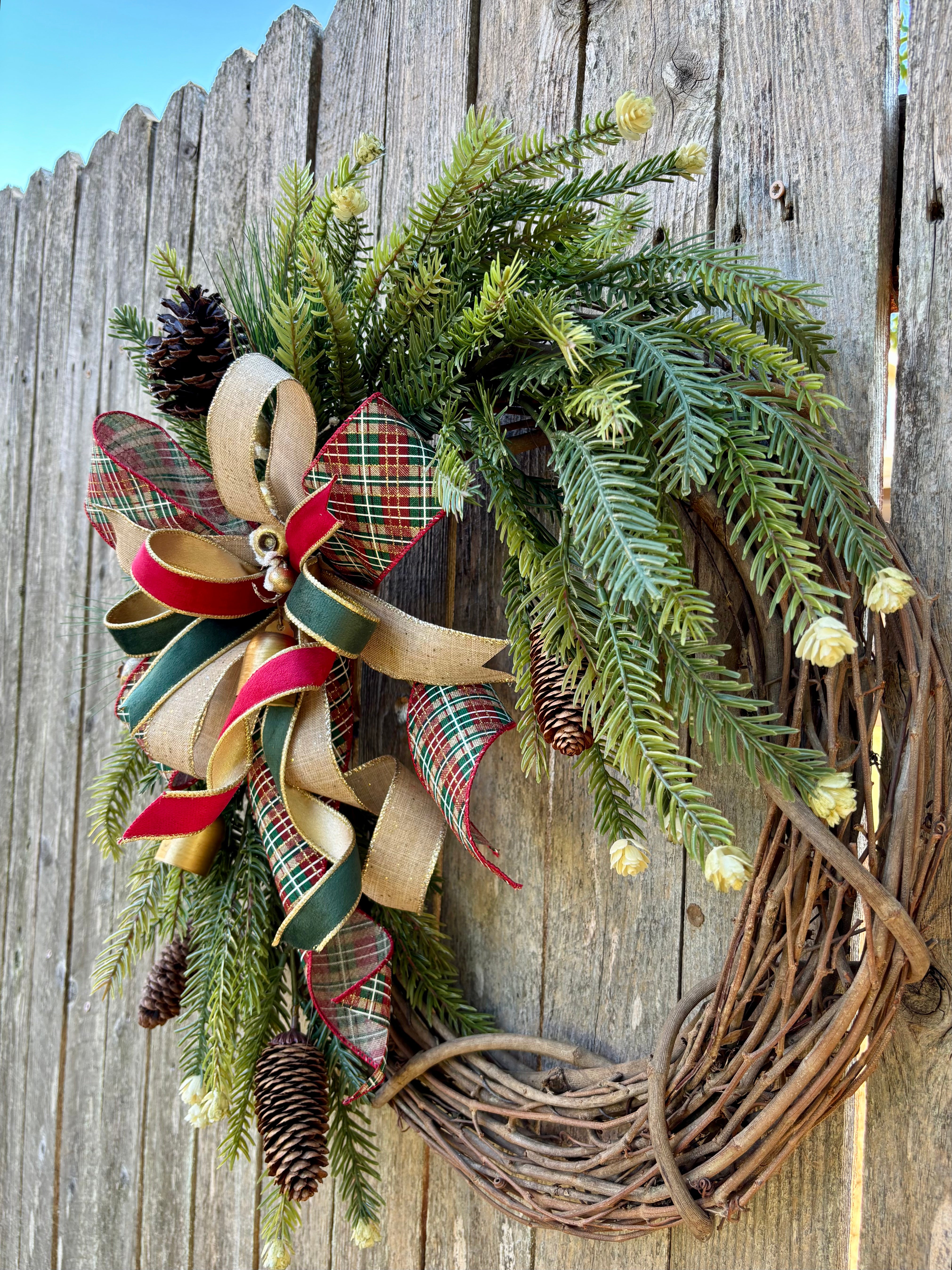 Pretty Plaid and Pine Wreath
