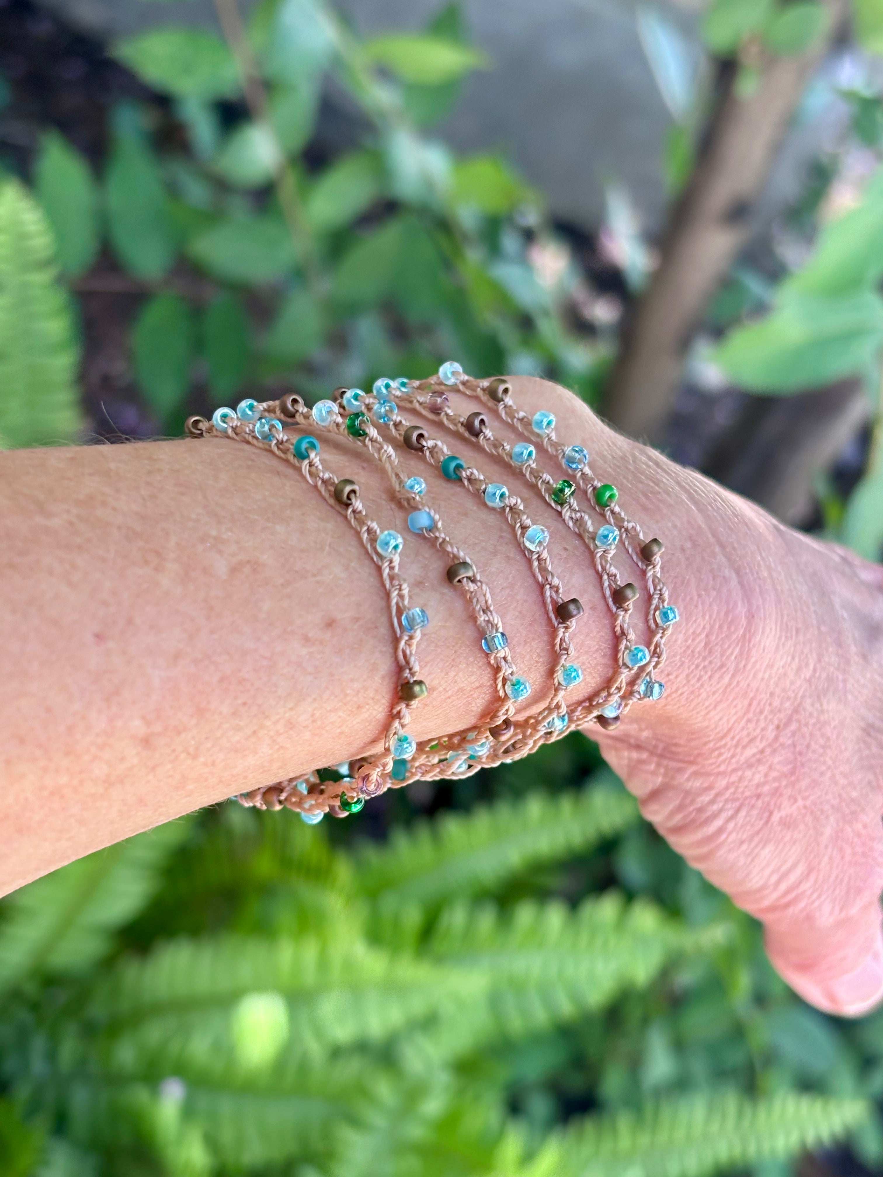 Earth Meets the Sea Crocheted Wrap Bracelet