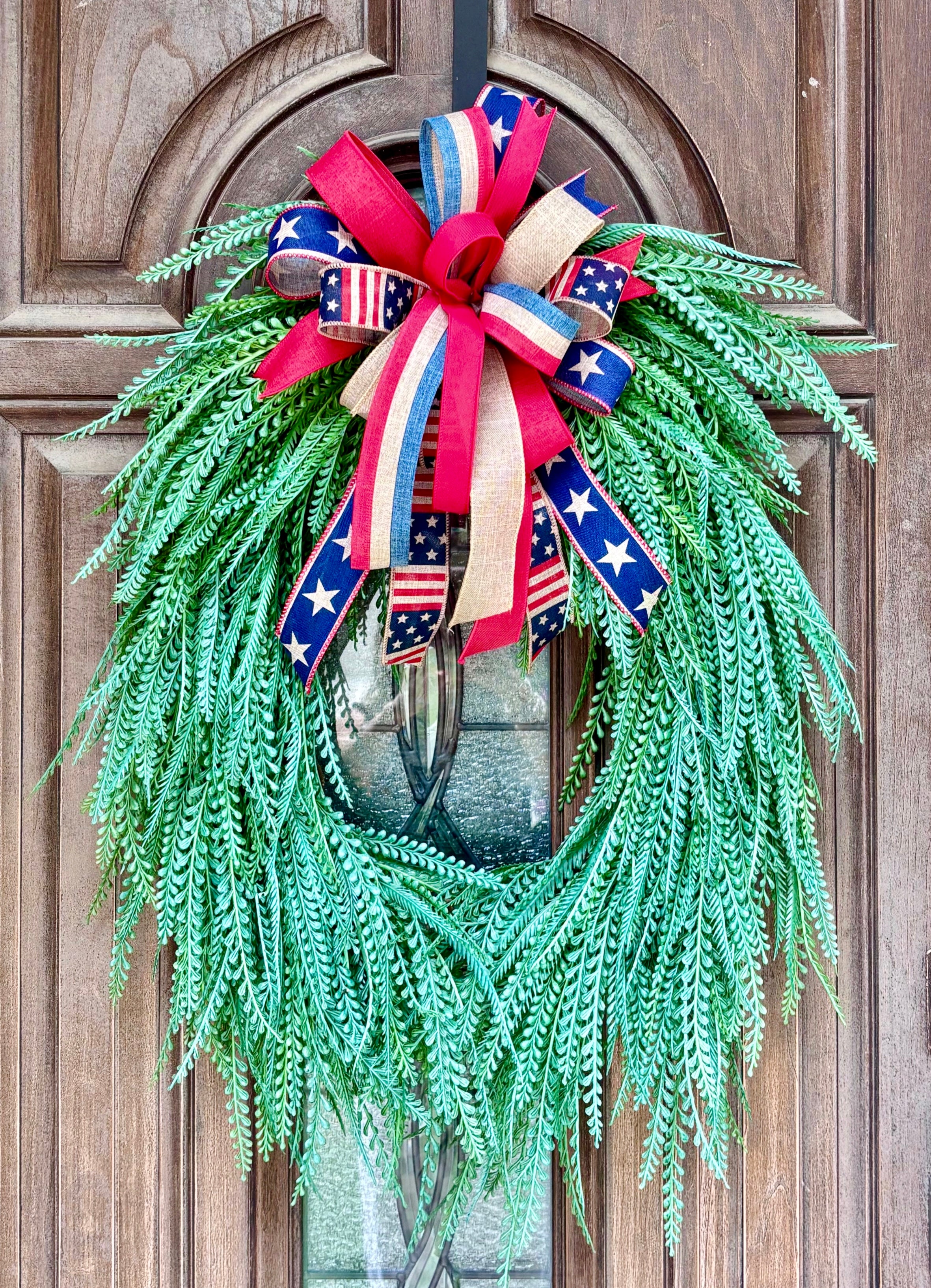 Made to Order Beaded Fern Wreath with Removable Bow