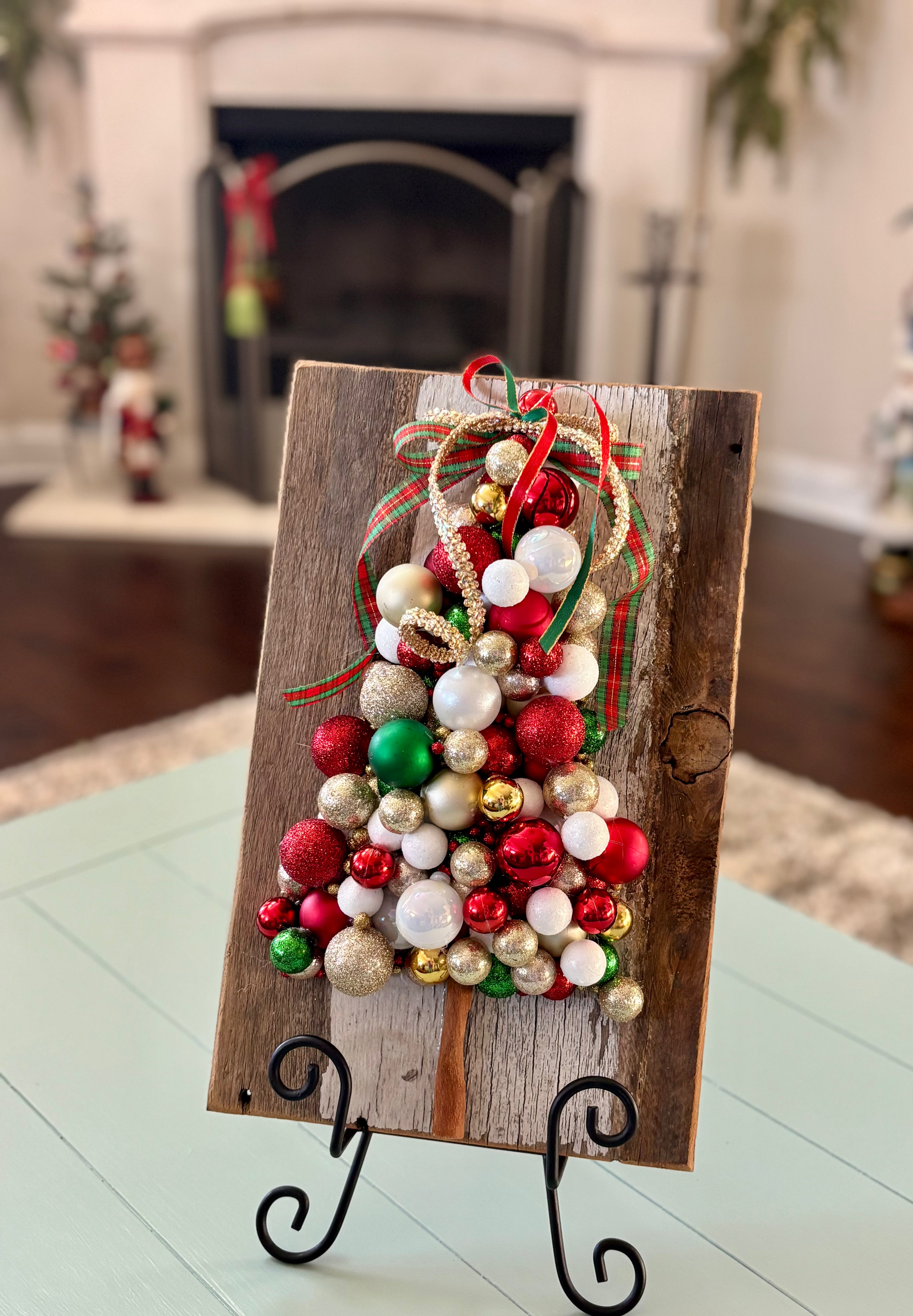 Ornament Tree on Aged Wood