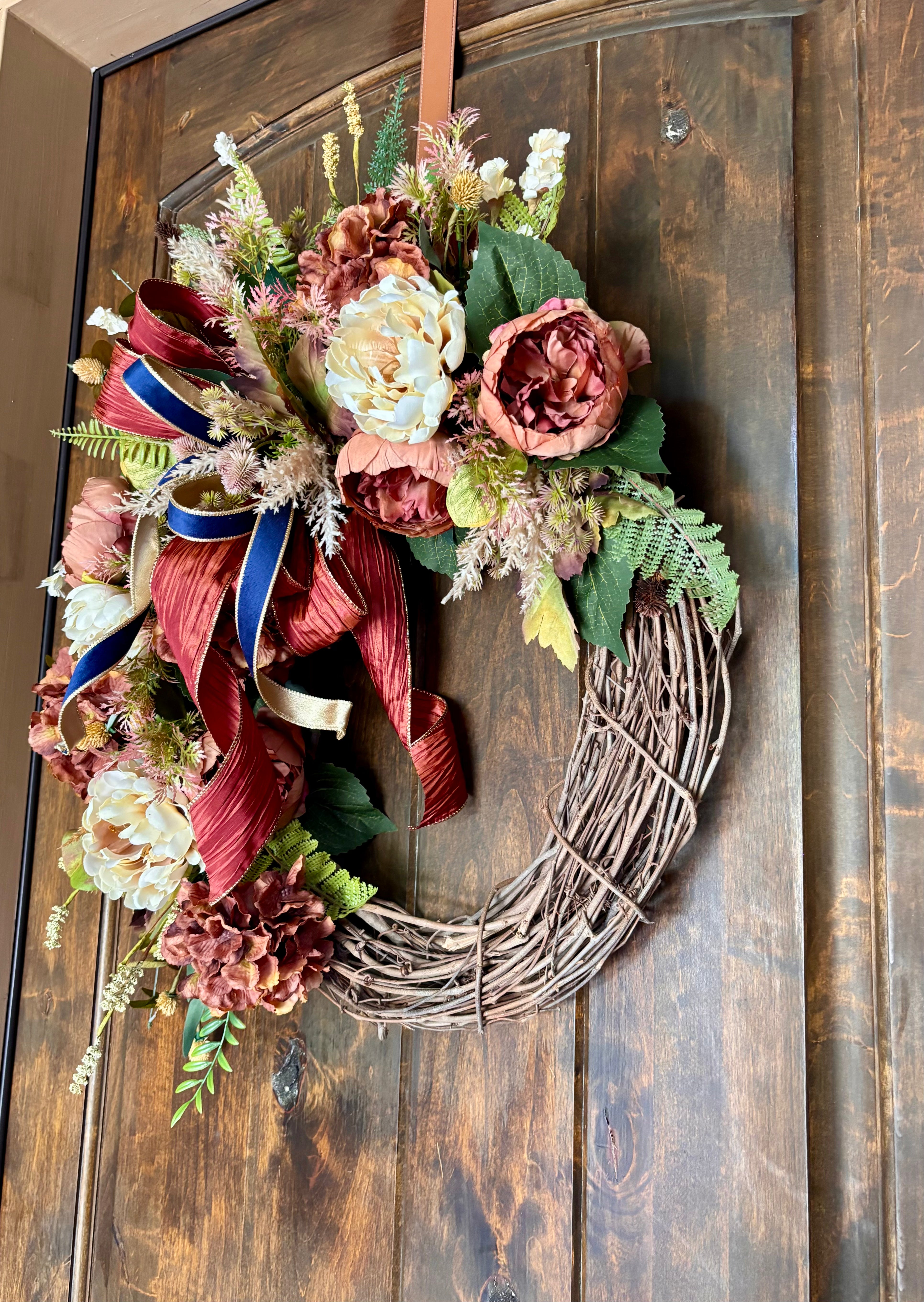 Autumn Elegance Peony and Hydrangea Wreath