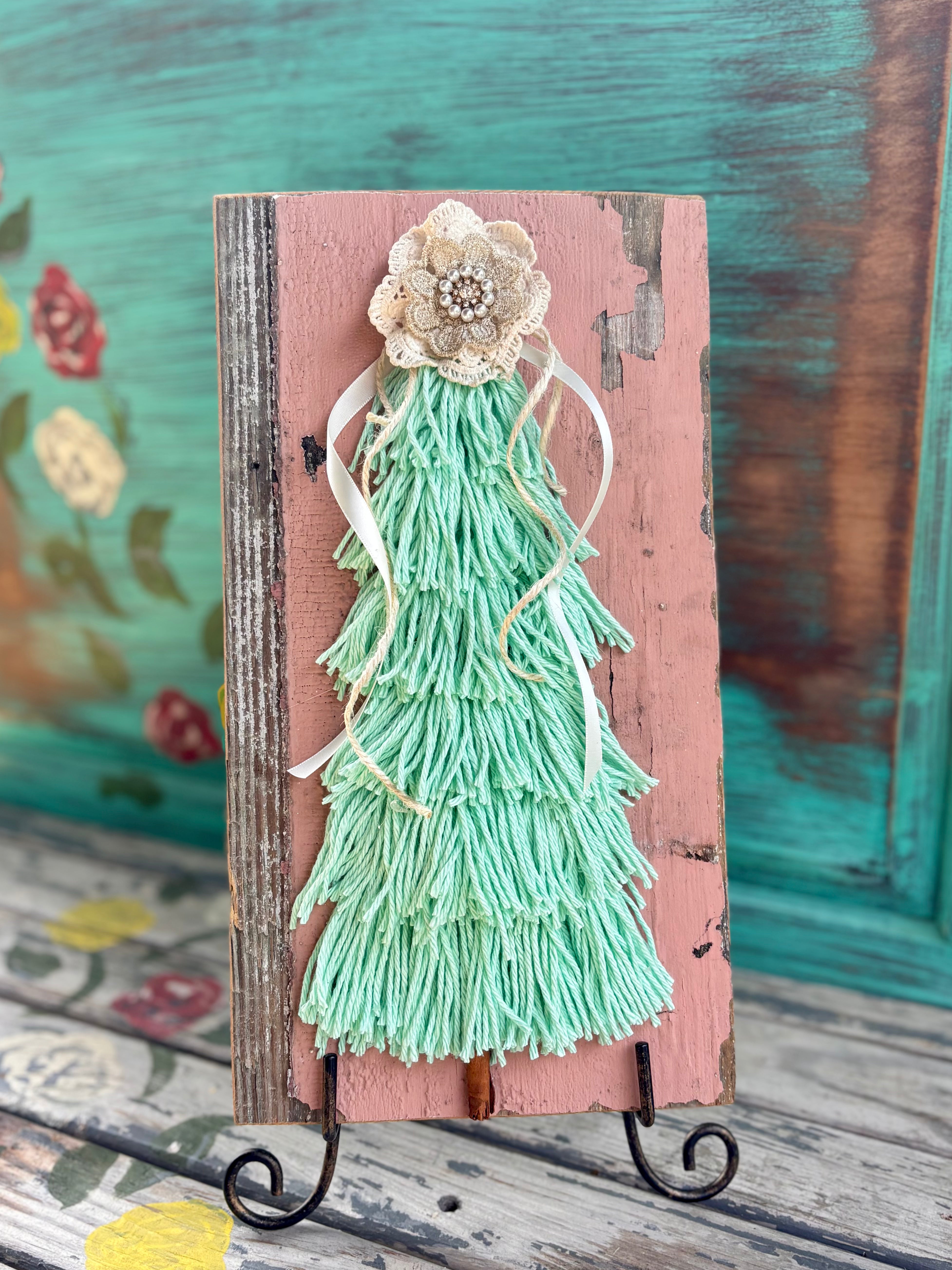 Shabby Chic Tree on Aged Wood