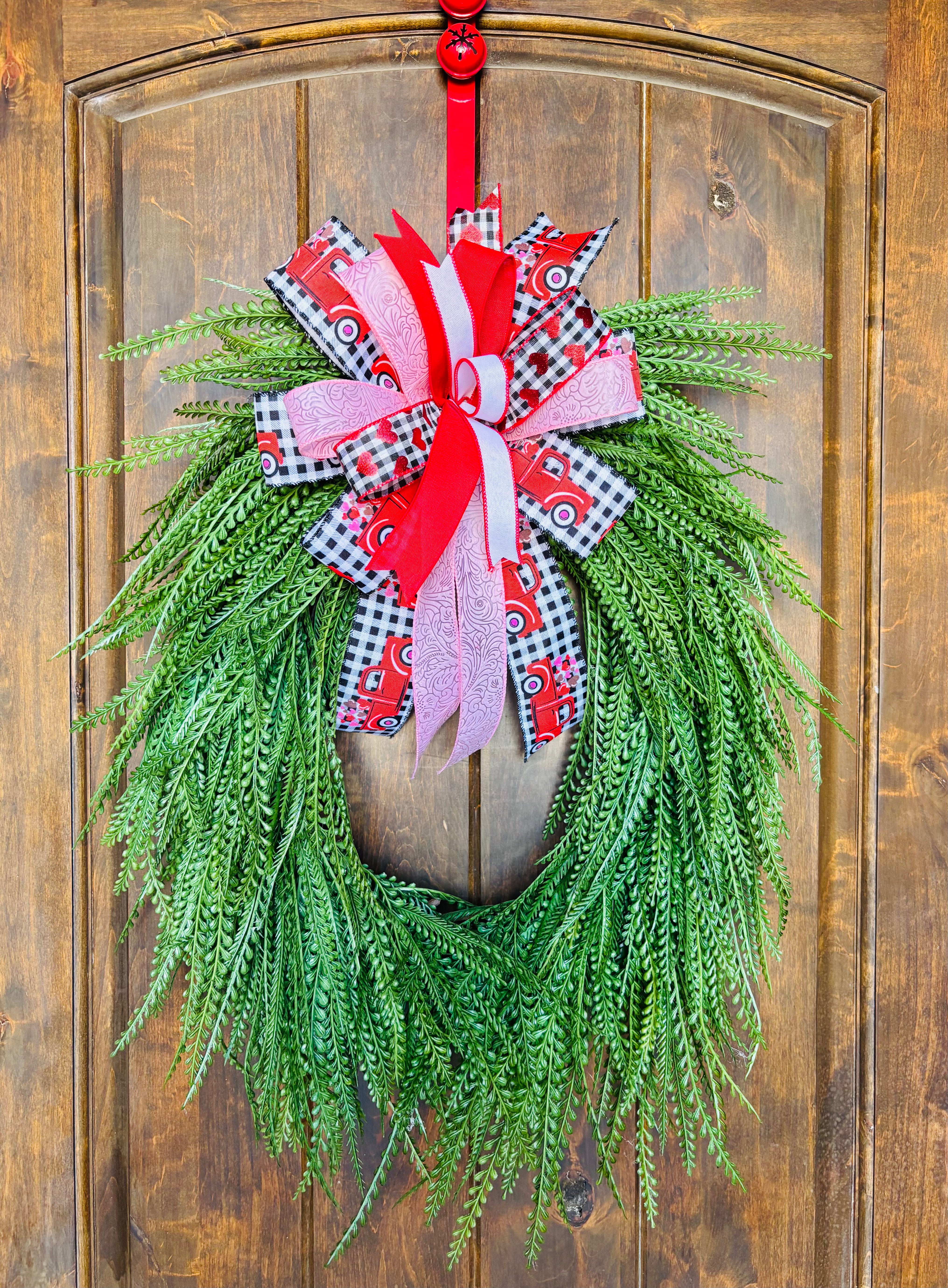 Made to Order Beaded Fern Wreath with Removable Bow