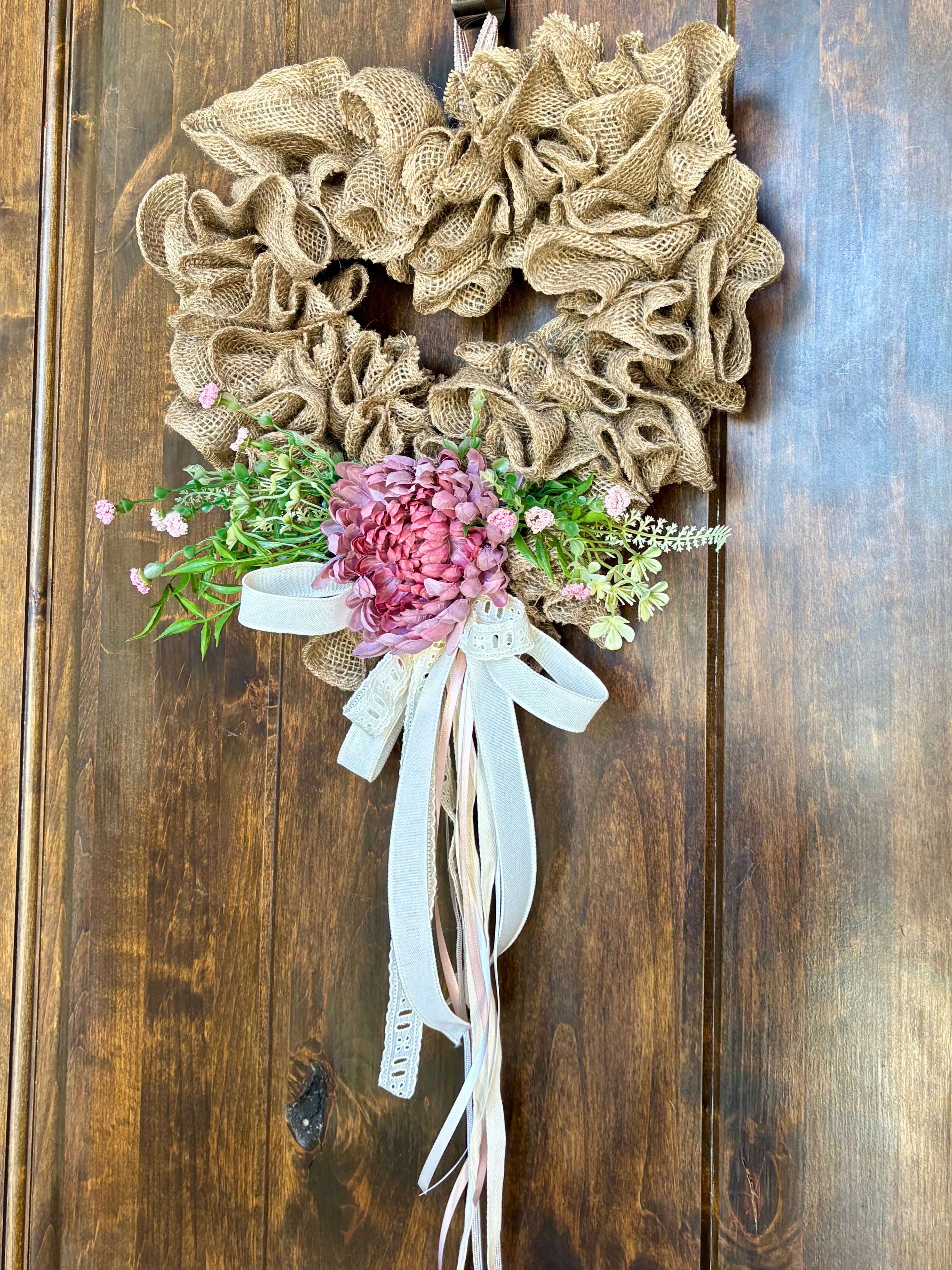 Natural Burlap Heart Wreath