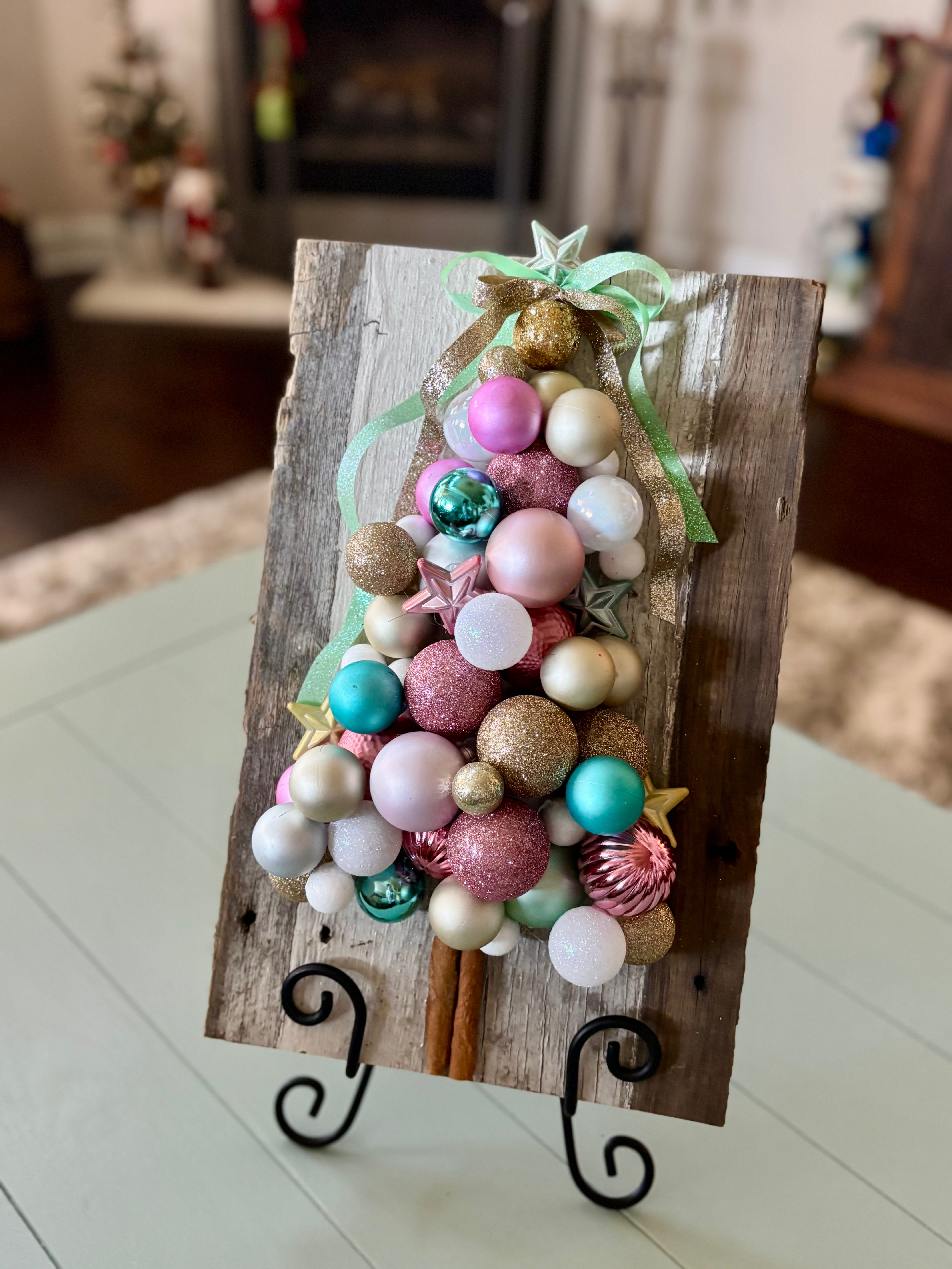 Magical Christmas Tree on Aged Wood