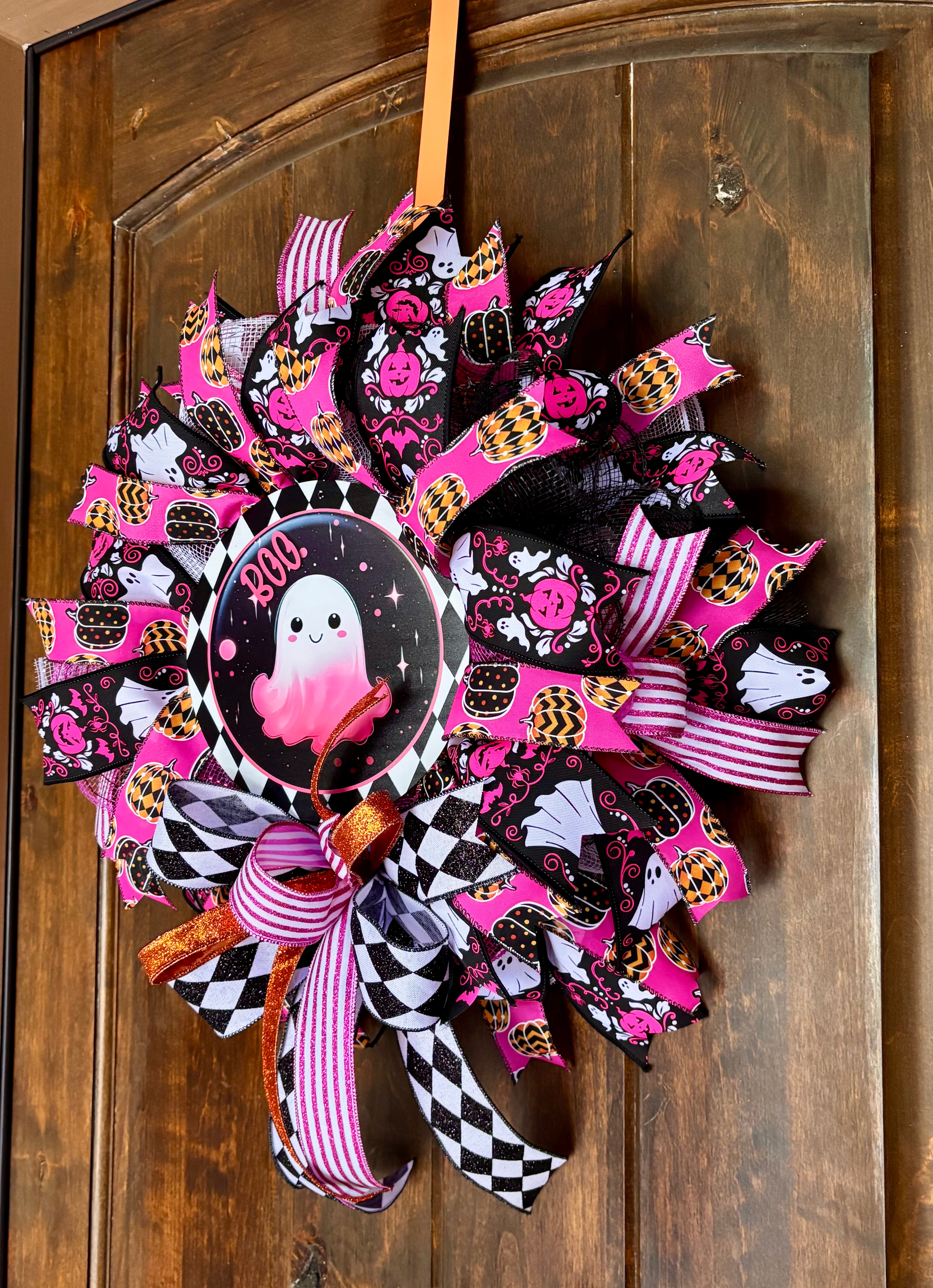 Pretty in Pink Boo Wreath