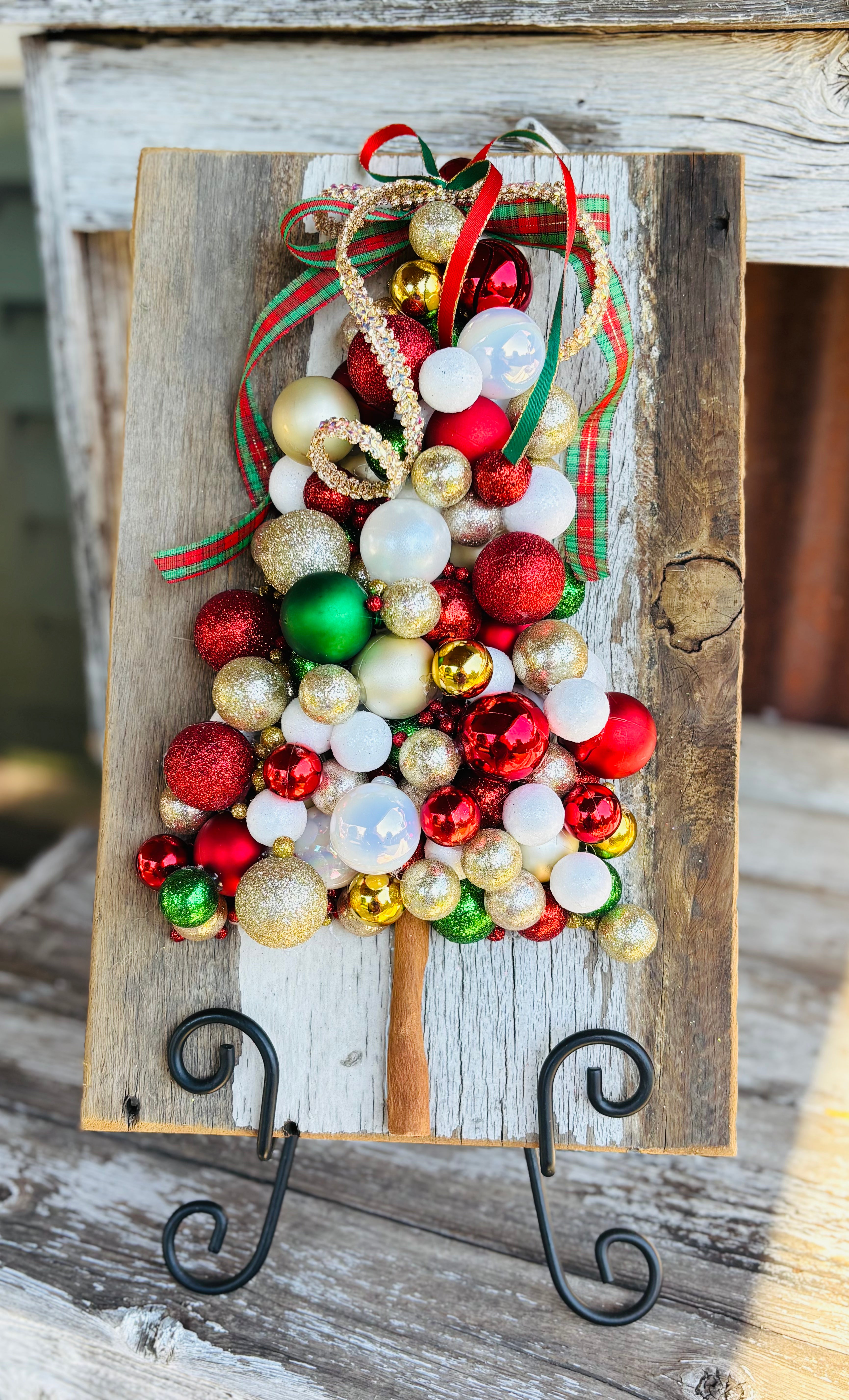 Ornament Tree on Aged Wood