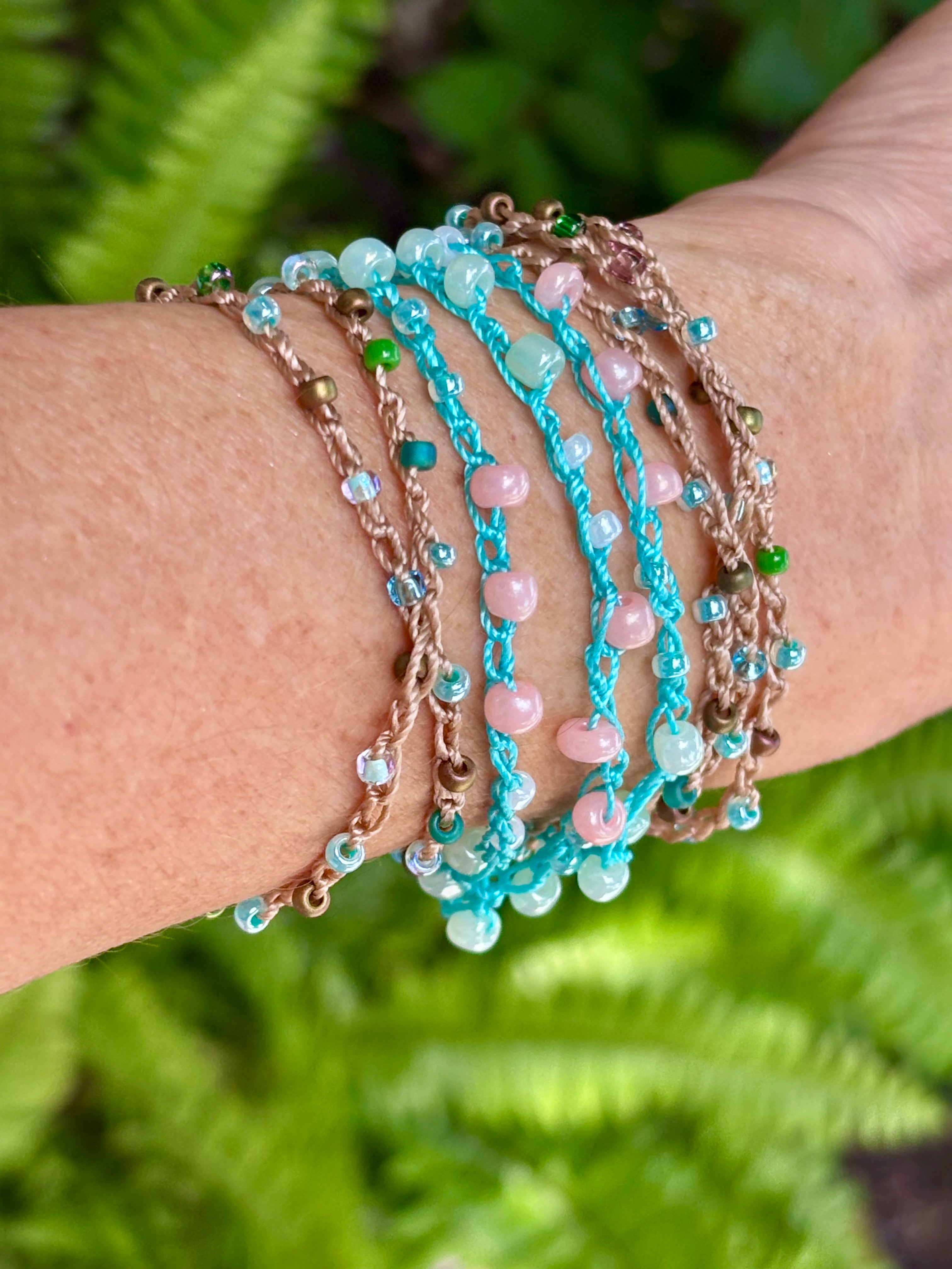 Earth Meets the Sea Crocheted Wrap Bracelet