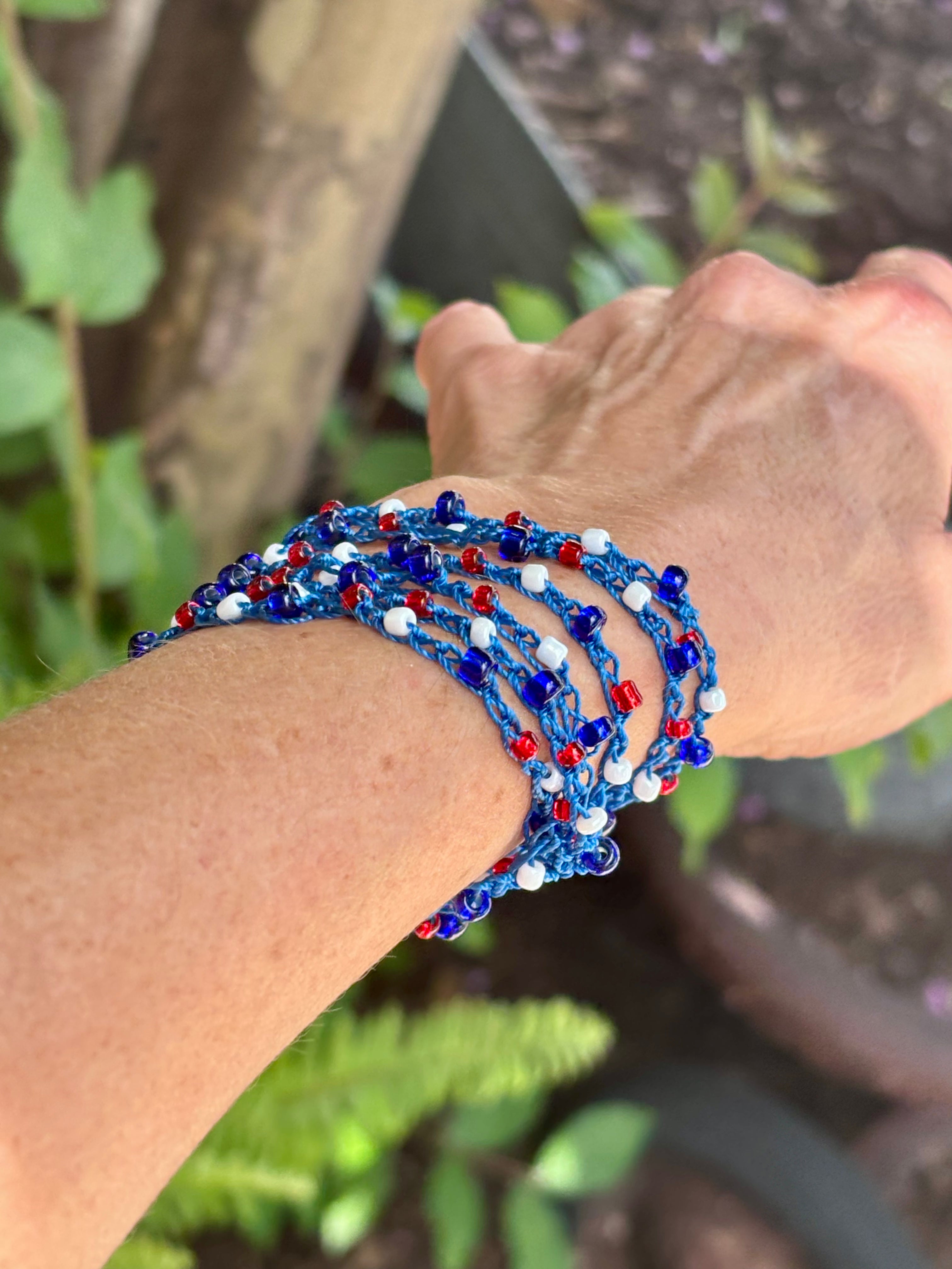 Freedom Crocheted Beaded Wrap Bracelet