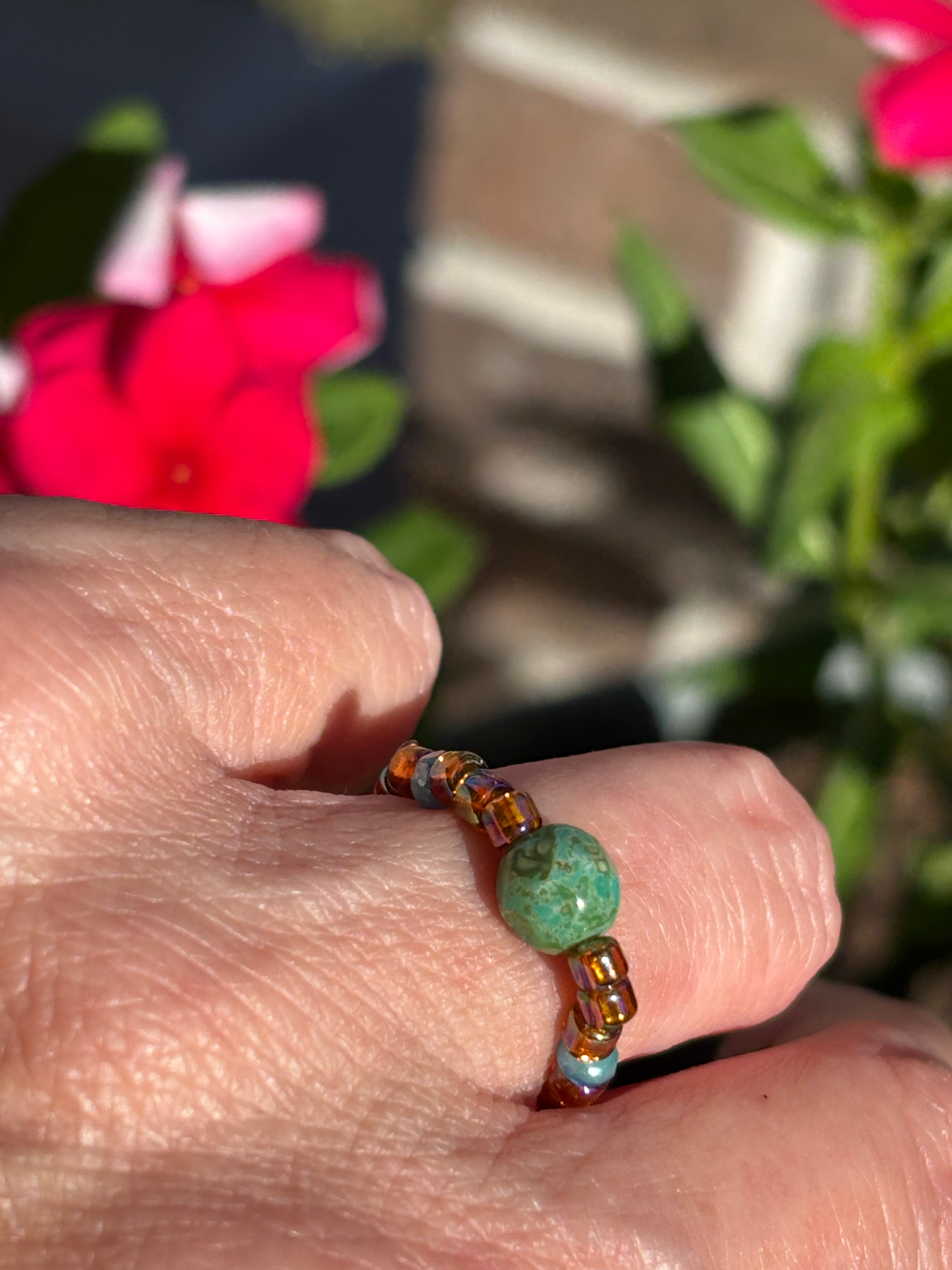 Bronze with Jade Stretch Ring