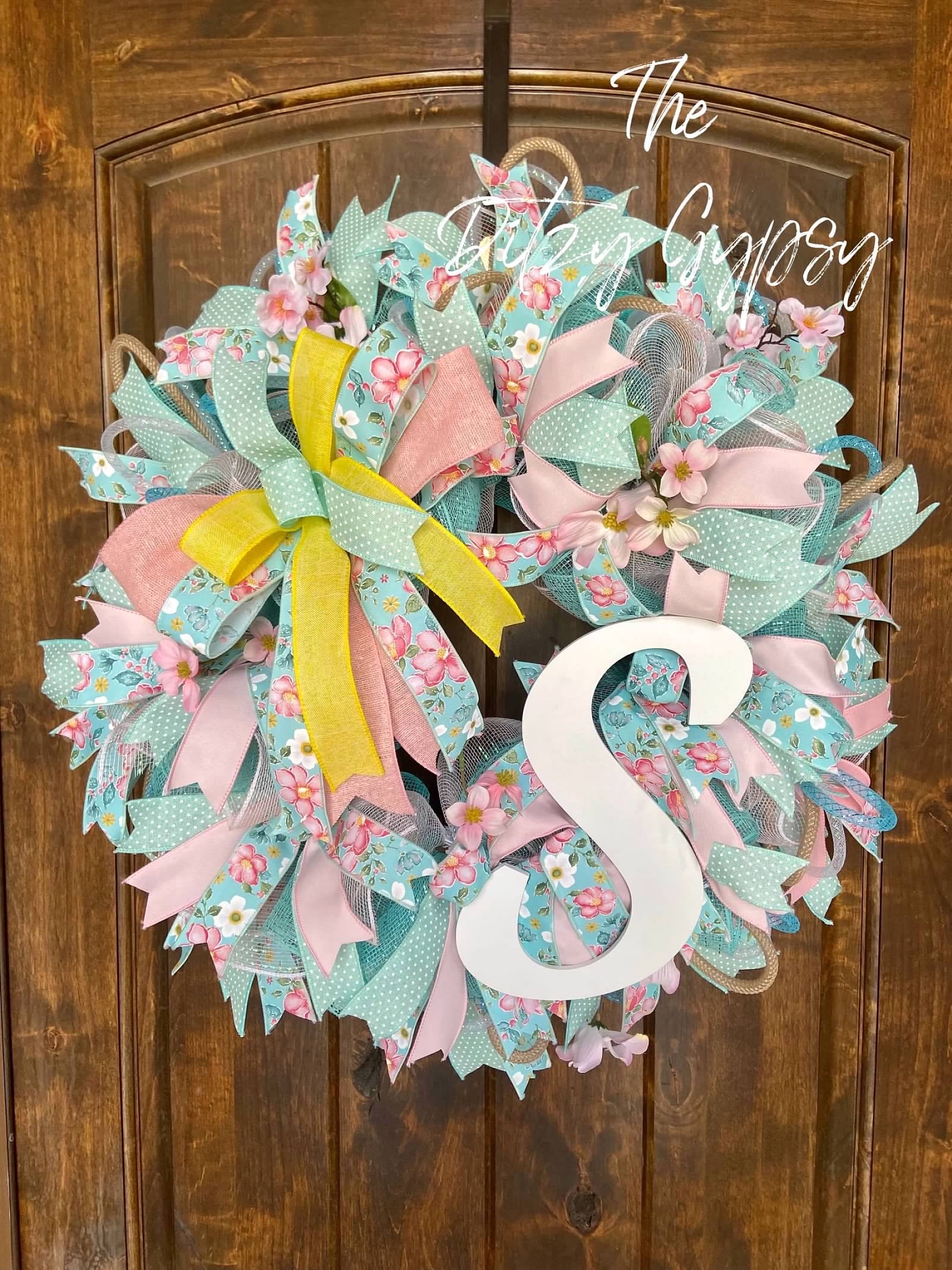 Made to Order Spring Monogram Ribbon Wreath