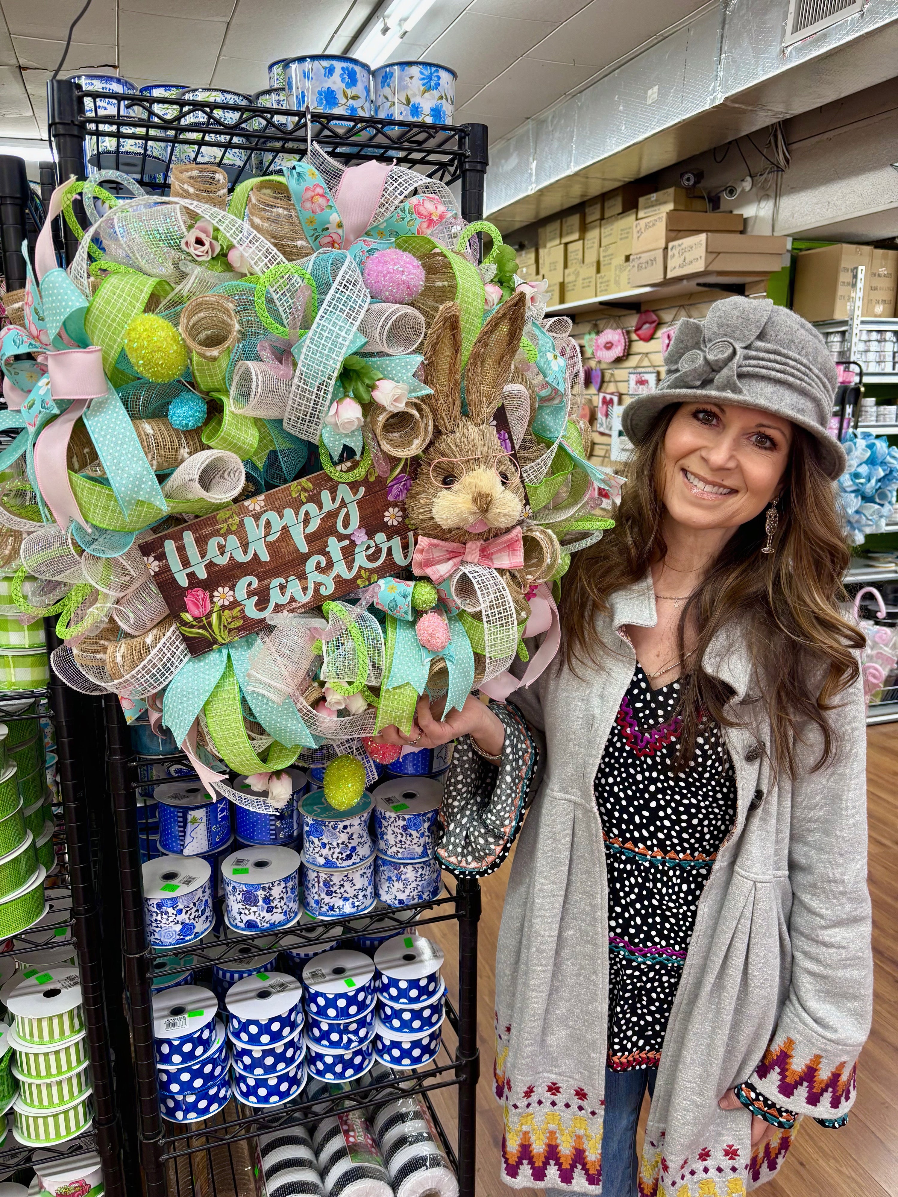 Happy Easter Sisal Bunny Wreath