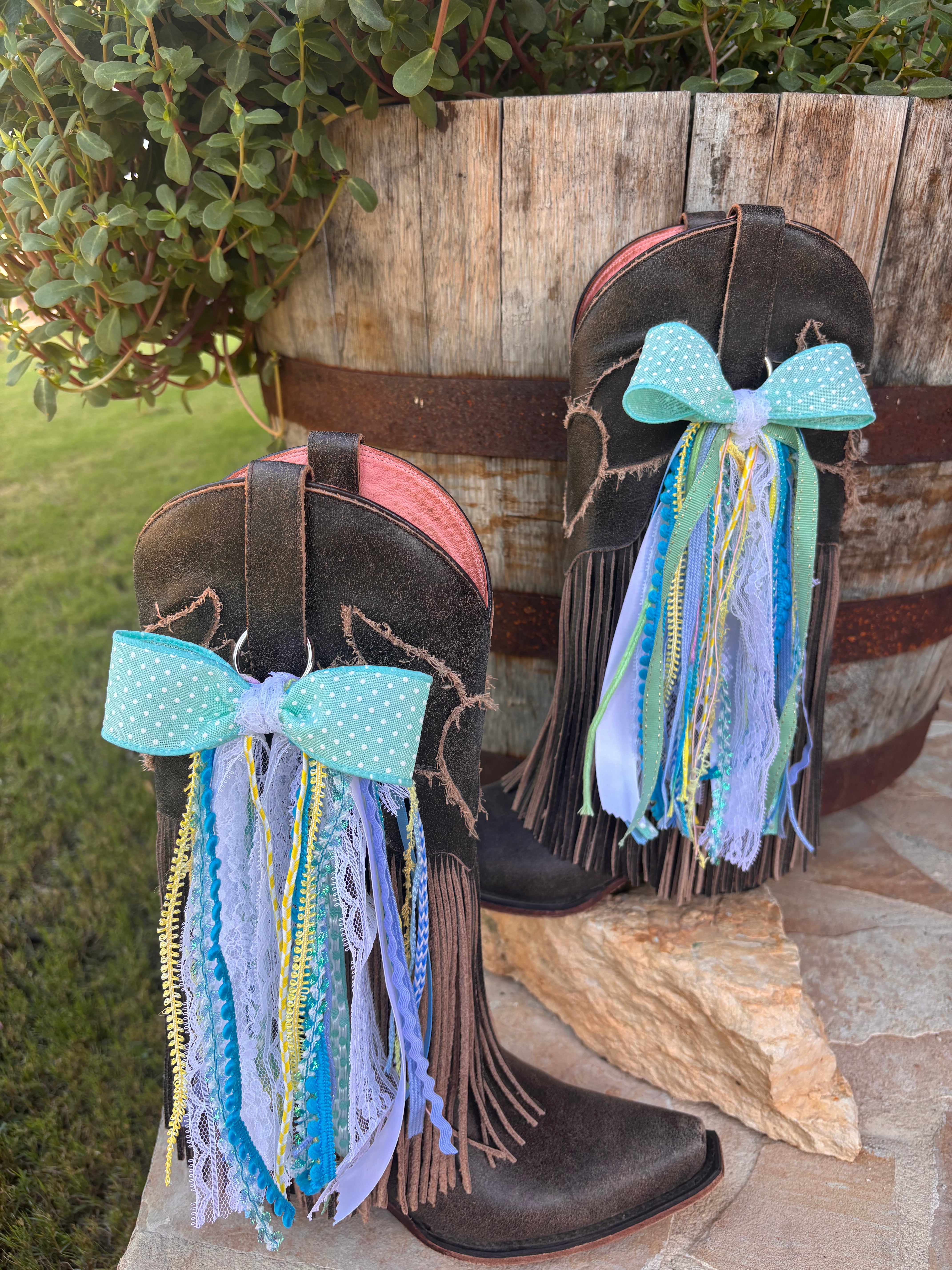 Already Made Turquoise Trail Boot Bows
