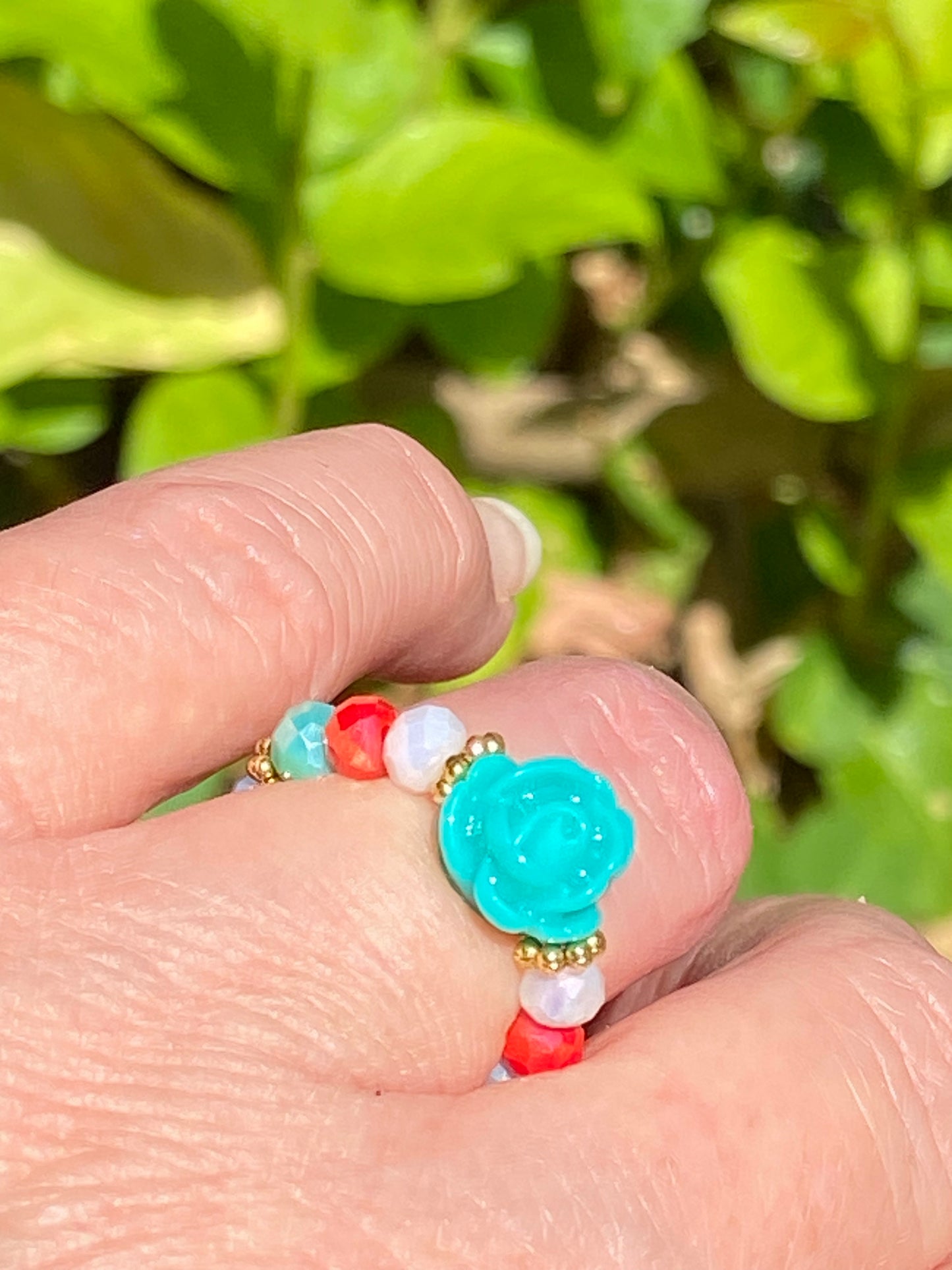 Turquoise Rose Stretch Ring