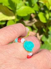 Load image into Gallery viewer, Turquoise Rose Stretch Ring
