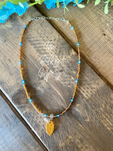 Load image into Gallery viewer, Little Leather Leaf Beaded Necklace
