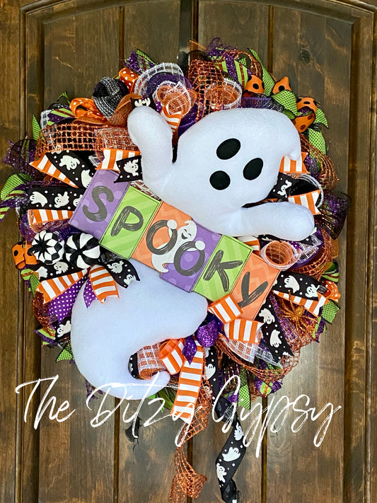 Cute-N-Spooky Ghost Wreath