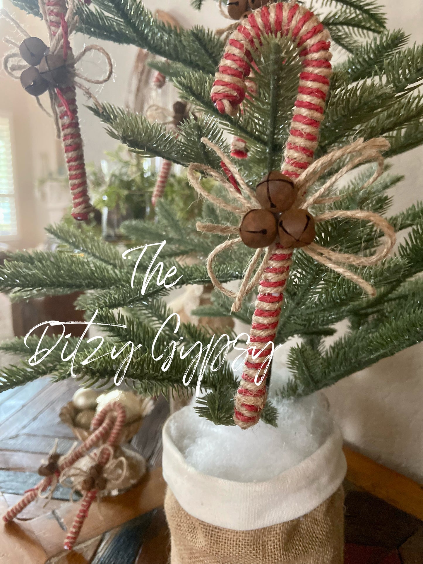 Primitive Candy Cane Ornament