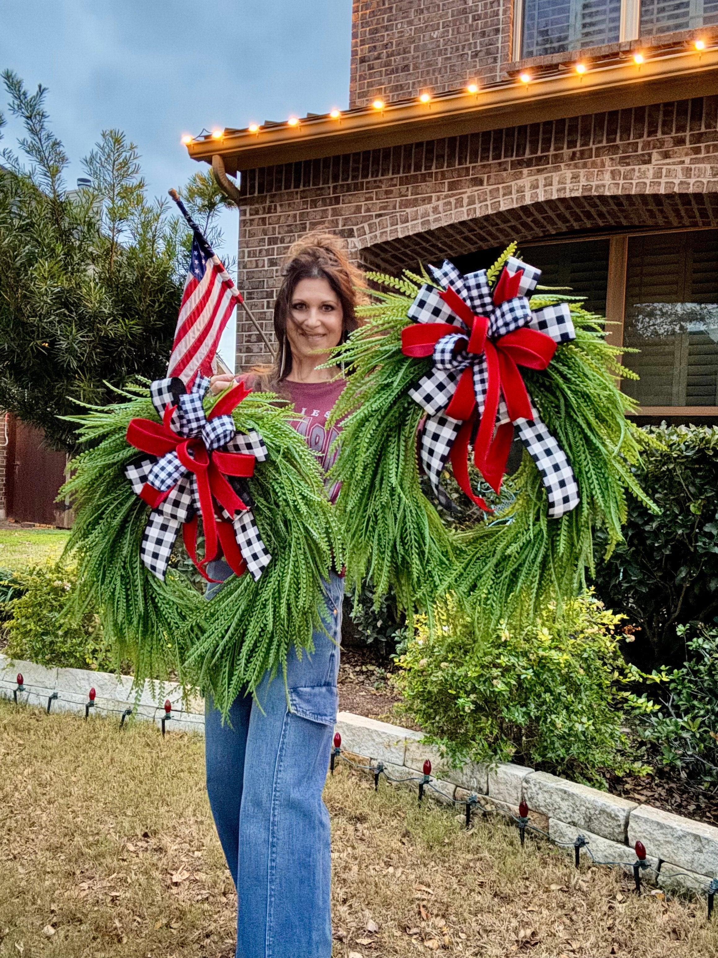 Made to Order Beaded Fern Wreath with Removable Bow