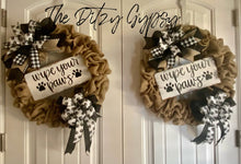 Load image into Gallery viewer, Wipe Your Paws Burlap Wreath
