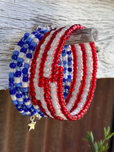 Load image into Gallery viewer, Red, White and Blue Memory Wire Bracelet
