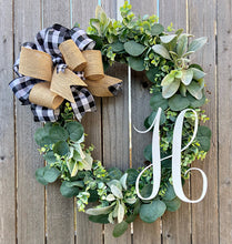 Load image into Gallery viewer, Monogram Wreath with Greenery
