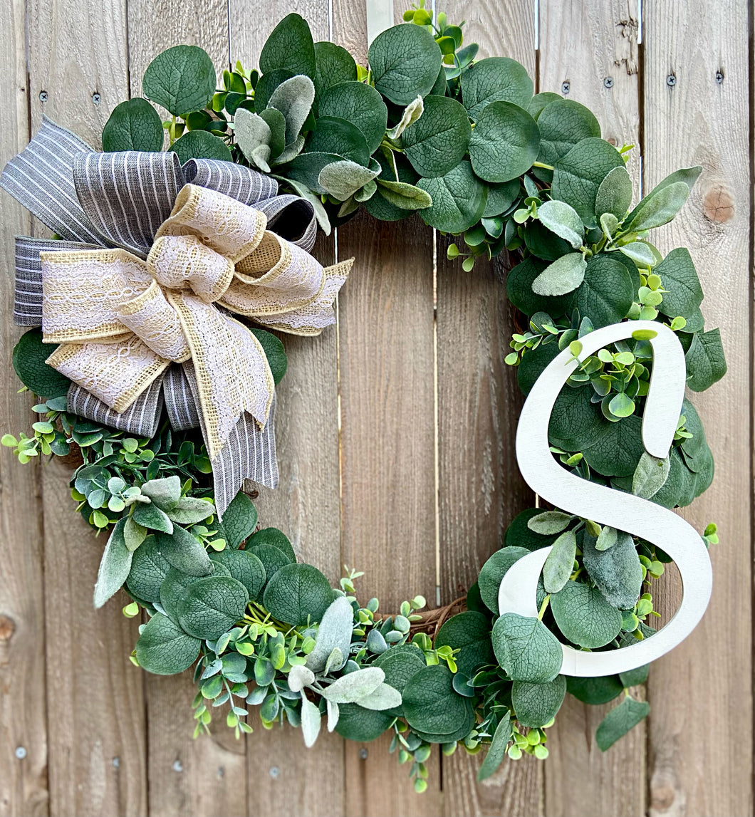Monogram Wreath with Greenery