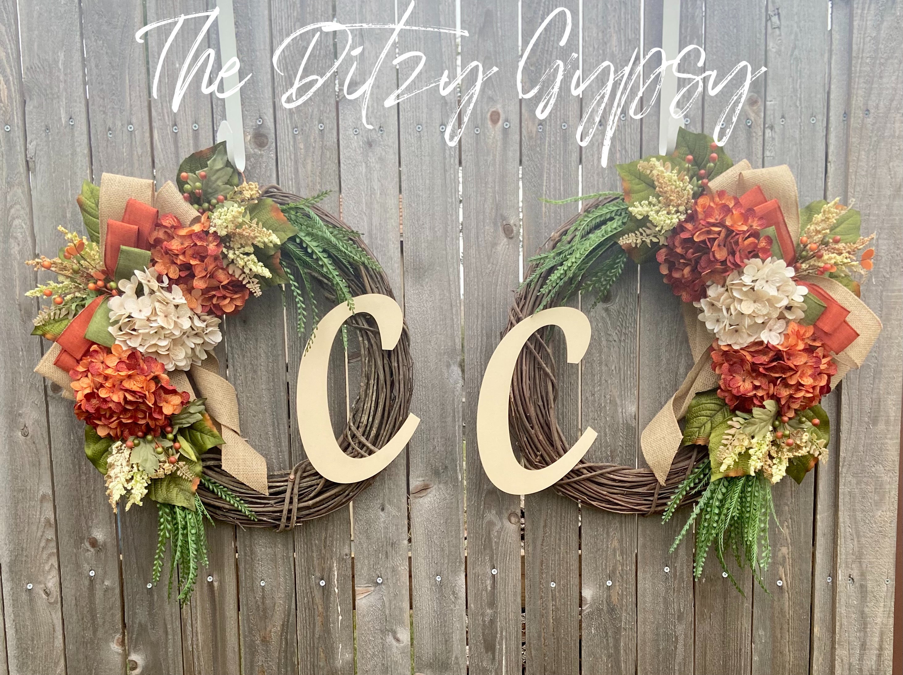 Made to Order Fall Monogram Grapevine Wreath