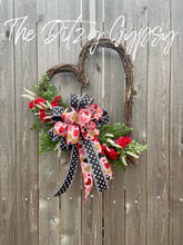 Load image into Gallery viewer, Free Flowing Floral Heart Grapevine Wreath
