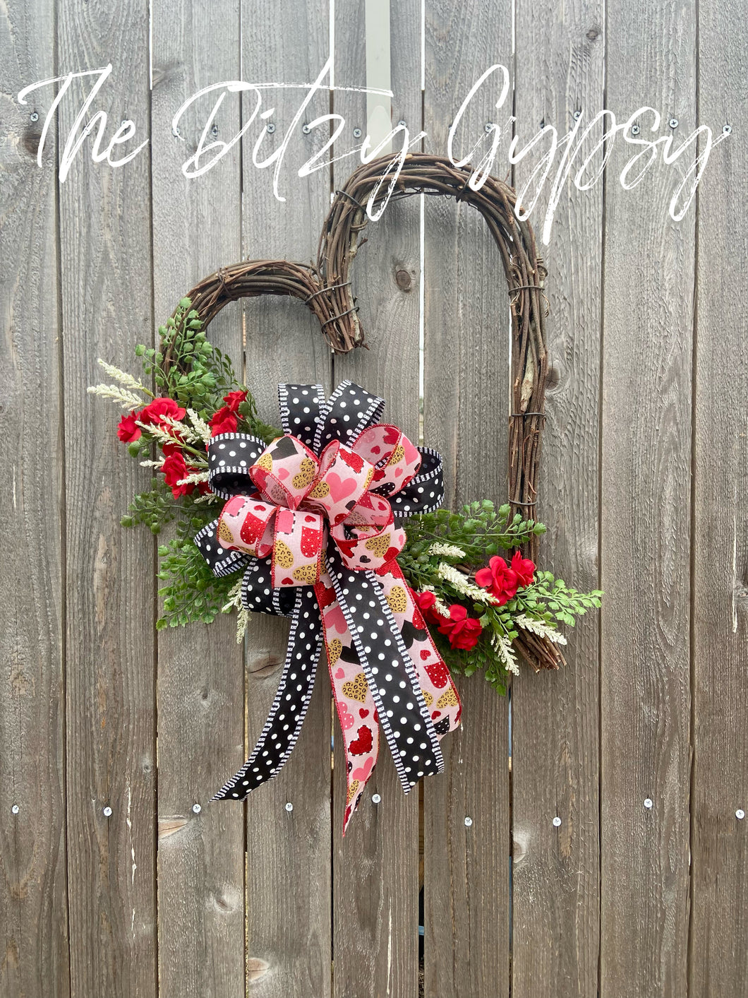 Free Flowing Floral Heart Grapevine Wreath