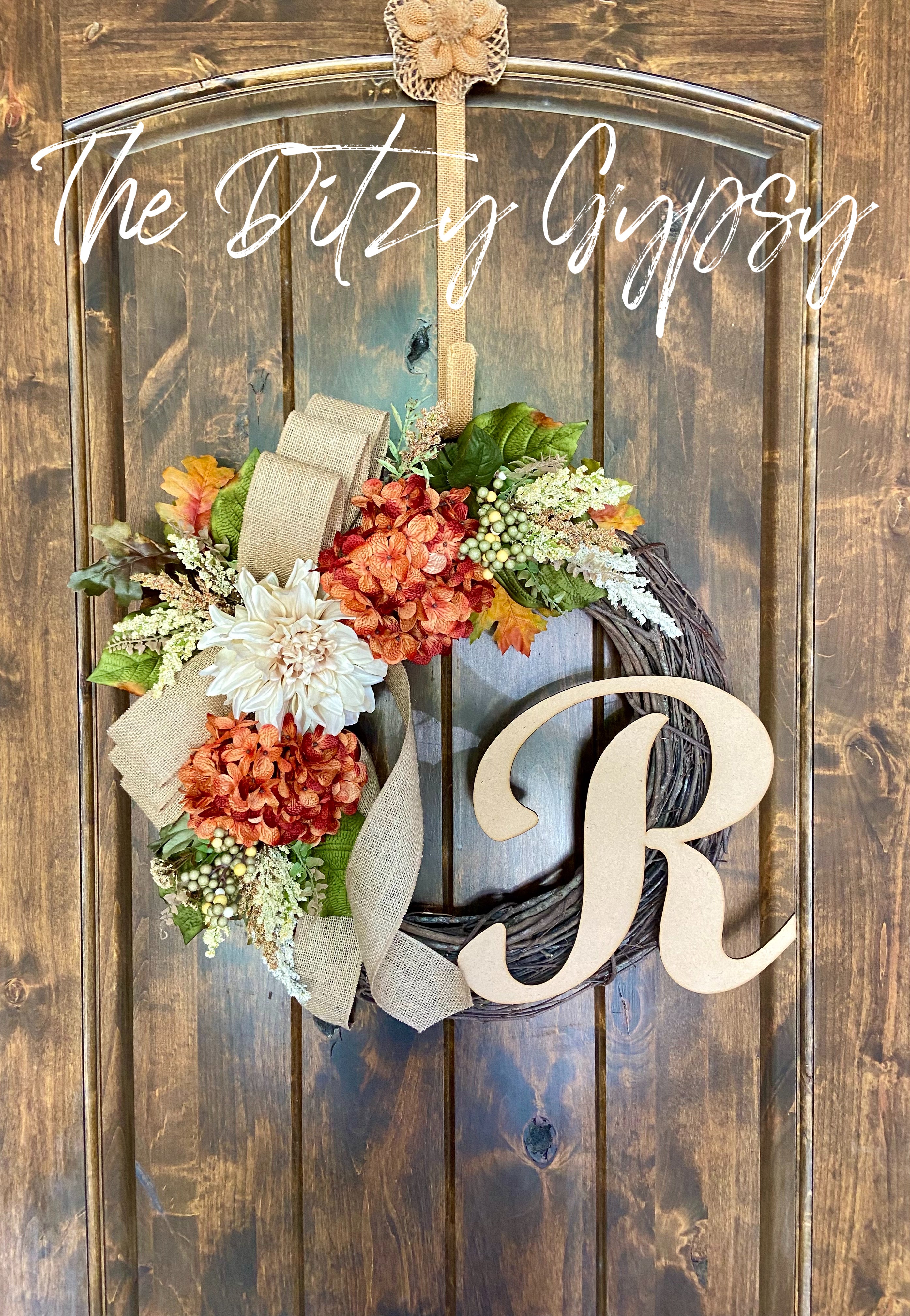 Made to Order Fall Monogram Grapevine Wreath